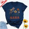 Custom MAMA TShirt for Mothers Day AllGender  Cotton Casual Top with Vintage Wildflower Print Thoughtful Gift for Mom