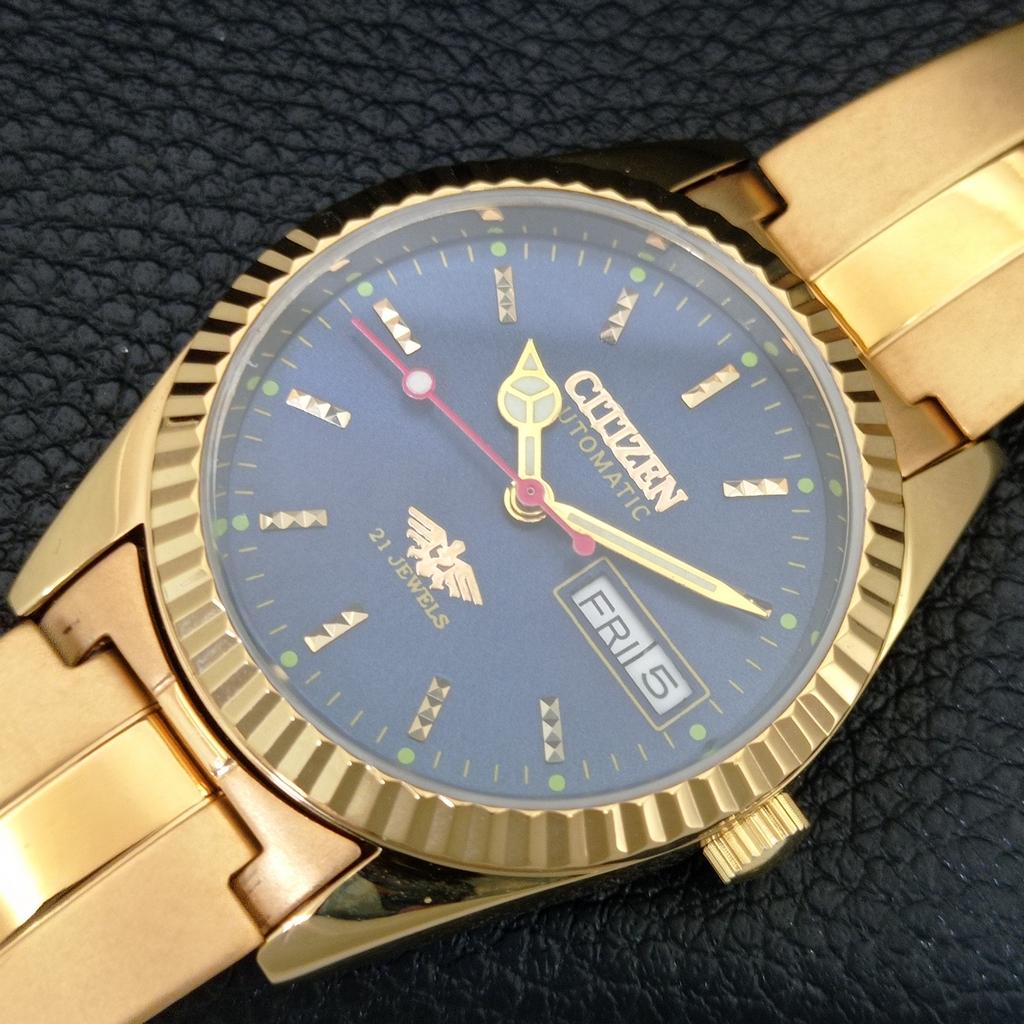 AUTOMATIC VINTAGE REFURBISHED CITIZEN 8200 JAPAN MENS BLUE DIAL WATCH a445357-1