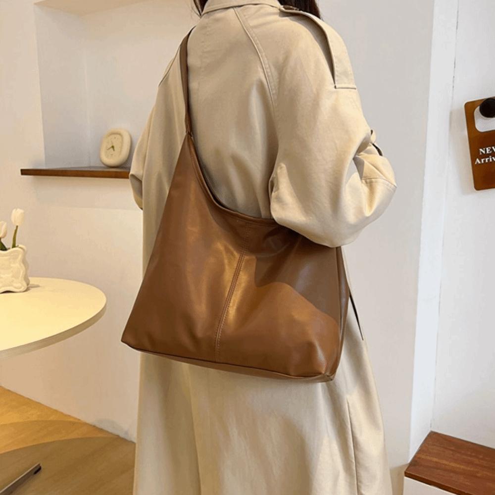 PU Women's Shoulder Bag Large Capacity Commute Shopping Bag Elegant Vintage Tote Bag  Travel