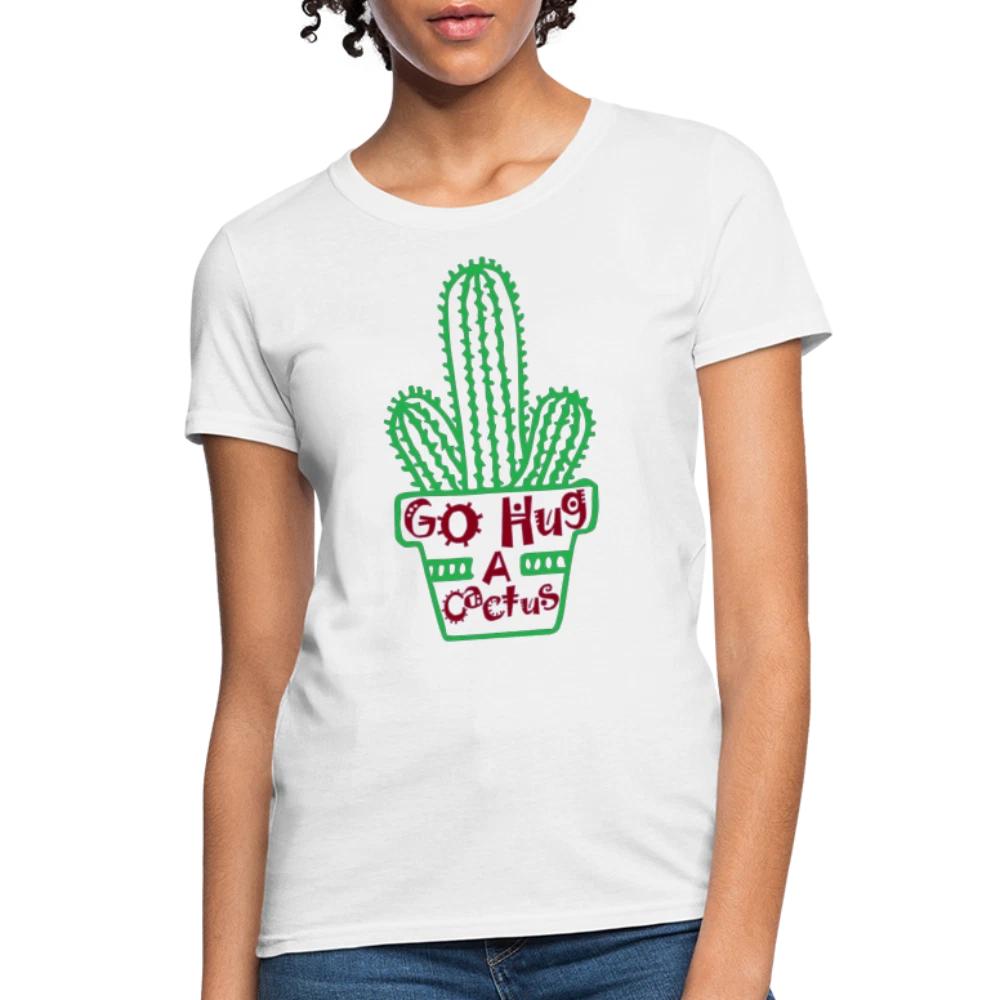 Go Hug A Cactus Women s 100% Cotton T-shirt Mens Tees Top 3XL