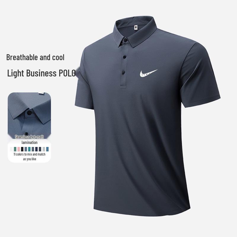 Men's Summer Quick-Dry Breathable Polo Shirt - Stretch Ice Silk Short Sleeve Trendy Top