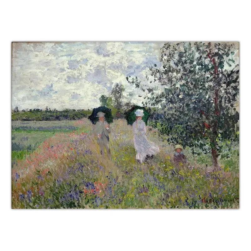 Vintage Spring Poppy Field Canvas Wall Art Retro Decorative Painting for Living Room Bedroom Classic HD Print Poster Home De