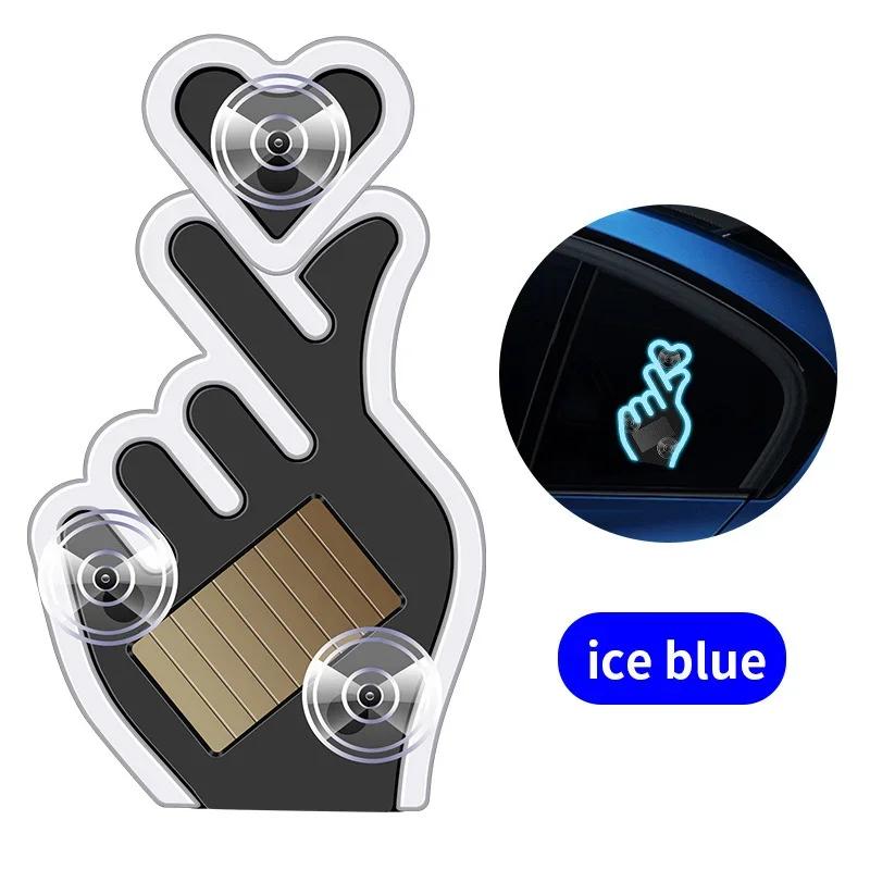 Creative Fun Heart  Lamp Car Interior Windshield LED  Decorate Lamp Hand Gesture Sign Light 5V USB & Solar Powered No-Wire Heart Neon LED Light