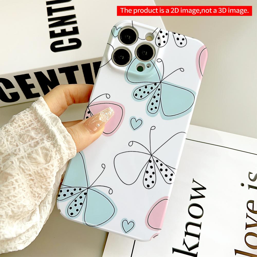 Butterfly & Heart Pattern Phone Case All Inclusive Film Hard Phone Case, Compatible with iPhone 18 Pro Max 17 16 15 14 13 12 11