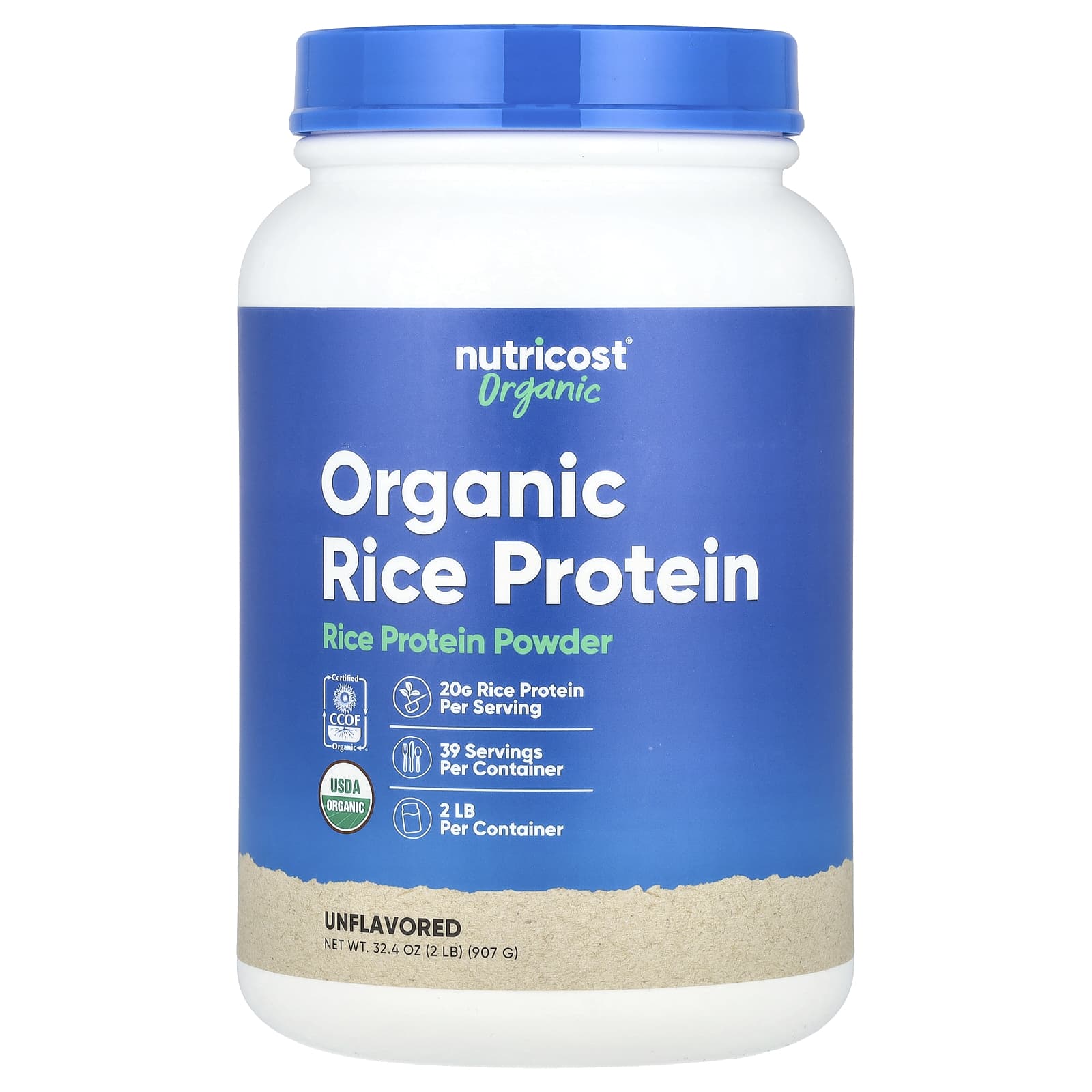 

Organic Rice Protein Powder, Unflavored, 907G (2Lb)