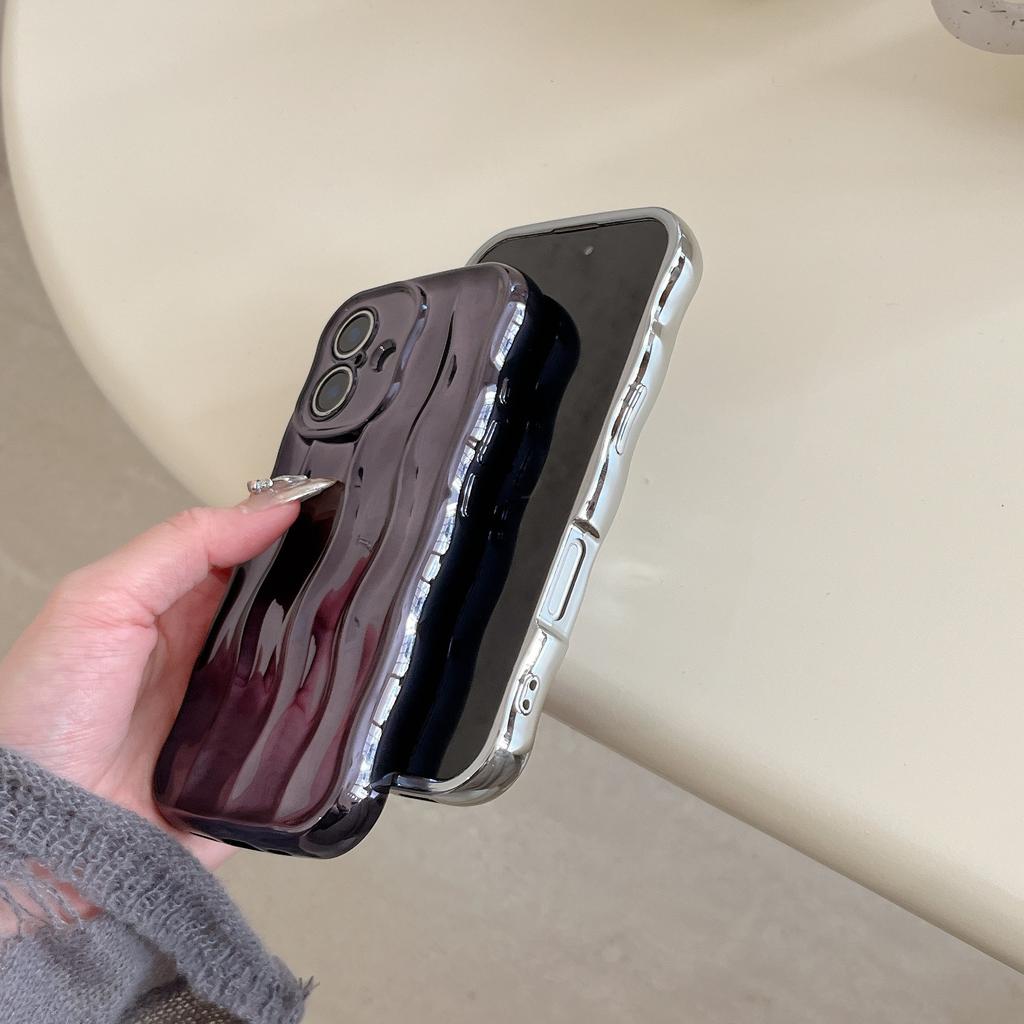 Niche advanced induction electroplating water ripple is suitable for iPhone17Pro max mobile phone case Apple 16 new 15/14.
