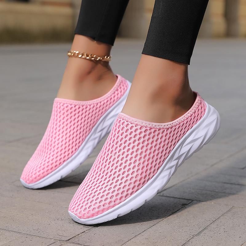 Baotou half slippers men and women summer breathable beach walking casual shoes mesh without heel lazy shoes