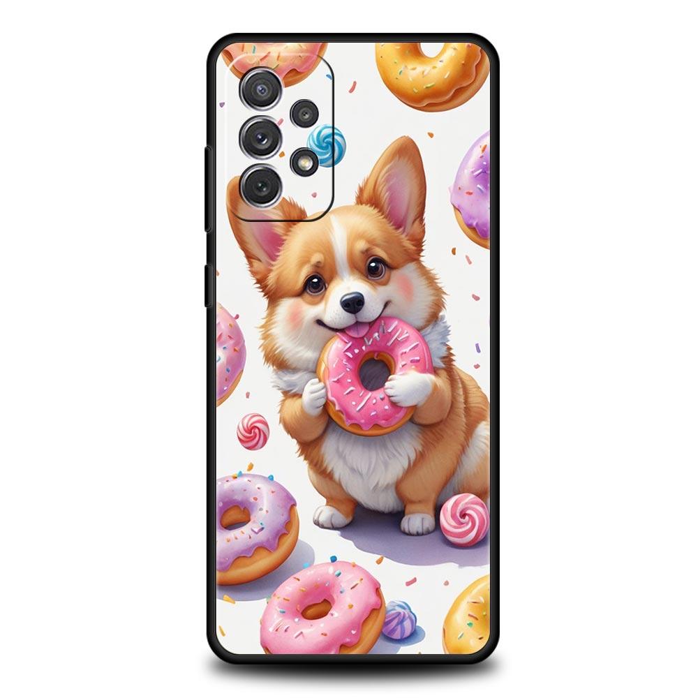 Cute Corgi Dog Phone Case for Samsung Galaxy A55 A35 A17 A07 A15 A13 A25 A51 A71 A72 A73 A32 A52 A52S A41 5G Soft TPU Shell Bags