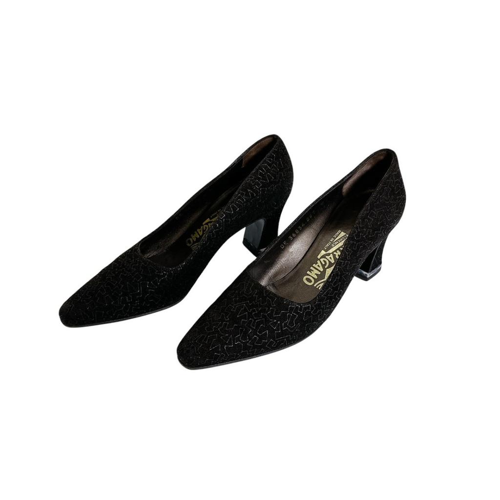 Salvatore Ferragamo 5 C Pumps Mid Heel Black Women Storage Box / Storage Bag Used