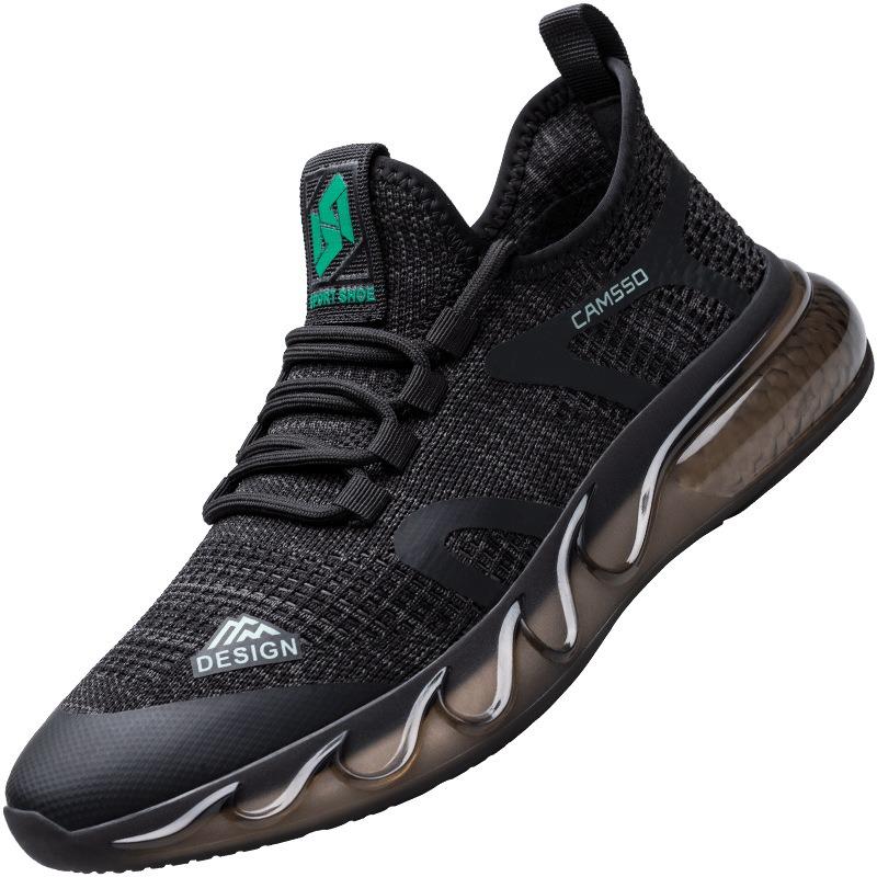 Sneakers Men's new sports and leisure shoes Men's breathable fly-woven shock-absorbing popcorn