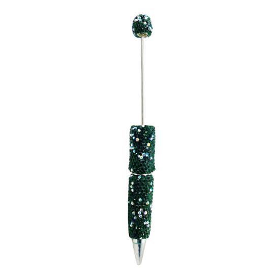 Comfortable Grip Gel Pen Diamond Beadable Pens, Bling Rhinestone Beaded DIY Bead Pen, Crystal Shaft Decorative Craft Black Ink Ballpoint Pens