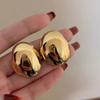 Classic Hollow Oval Stud Earrings For Women Exquiste Metal Smooth Small Earrings OL Style Earrings Fashion Jewelry Gifts