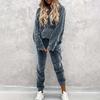 Women's Casual Color Hooded Sweatshirt and Jogger Pants Two-Piece Set with Pockets for Sports and Everyday Wear