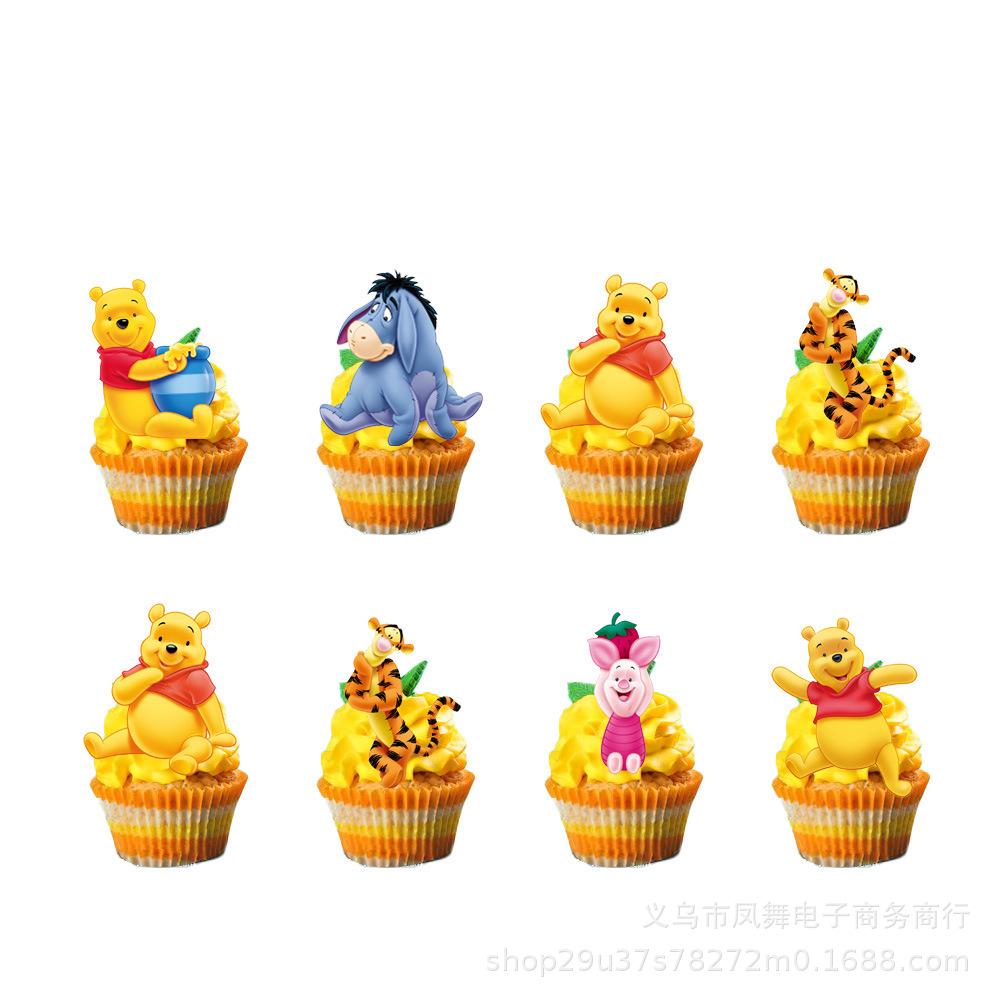 Winnie The Pooh Cartoon Anime Party Paper Plate Party Paper Cup Paper Plate Knife Fork Spoon Tablecloth Banner Birthday Ornament