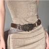 Vintage Bohemian Style Carved Wide Belt with Heart-shaped Buckle and Rivet Details, Versatile Pants Belt Suitable for Daily