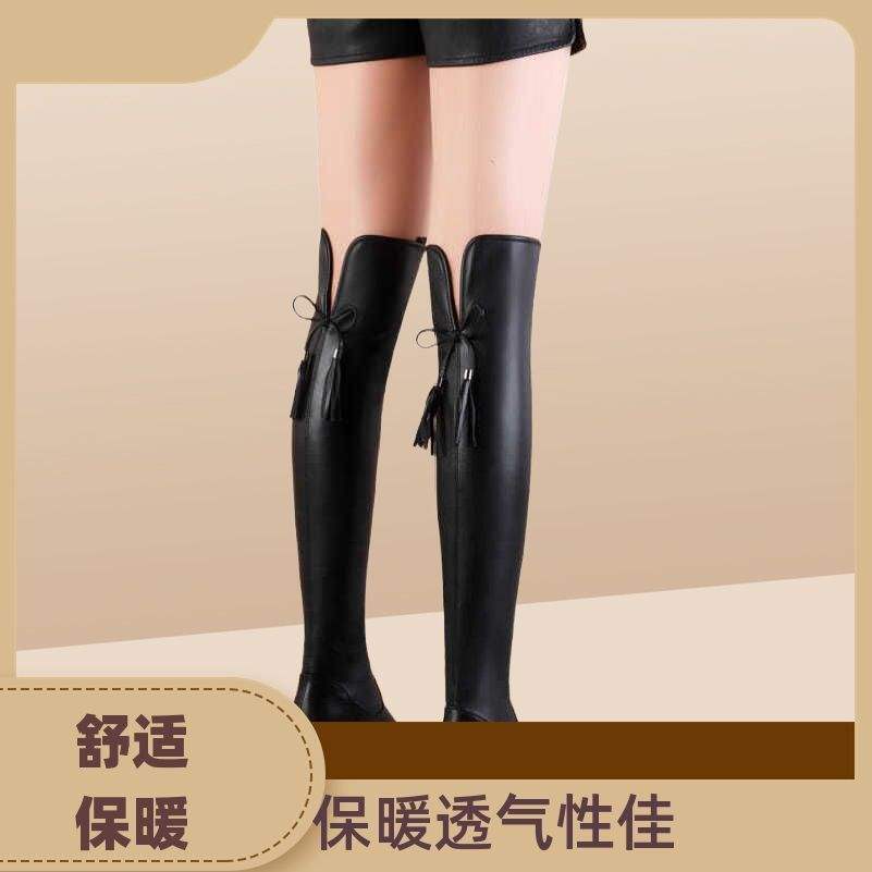 Lange Stiefel Damen superweiches echtes weiches Leder elastisch Herbst und Winter Samt warm spitz modisch neu dicke Absatzstiefel