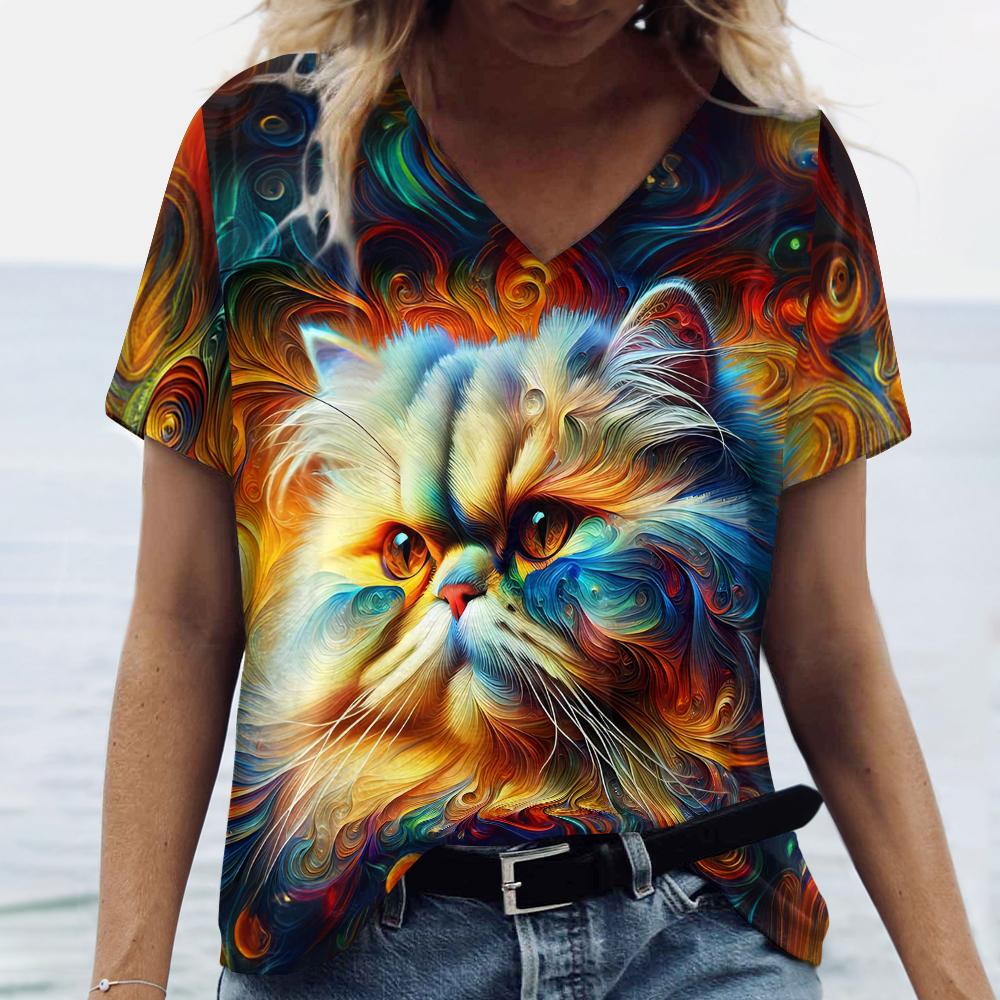 S-8XL Plus Size T-Shirts for Women's T-Shirt Summer V-Neck T Shirt Daily Fashion Short Sleeve Tops Tees Casual Female Clothes