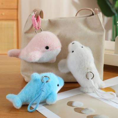 Ocean Animal Dolphin Plush Doll Keychain Bag Pendant Plush Doll Key Rings  Festival Party Decor