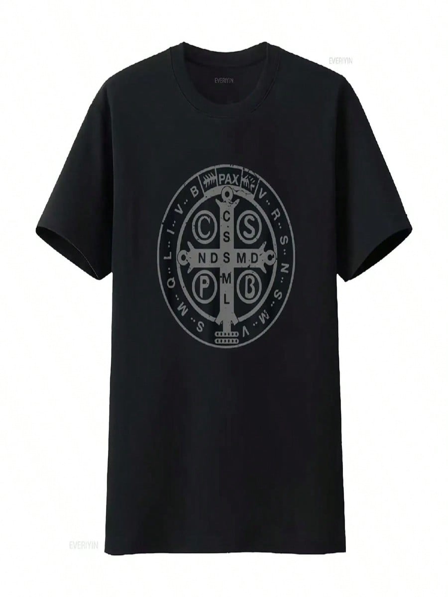 Religious Catholic St Benedict Medal Christian T Shirt Vintage Washed Versatile Unisex Comfortable Stylish Homme Fashion S разноцветный