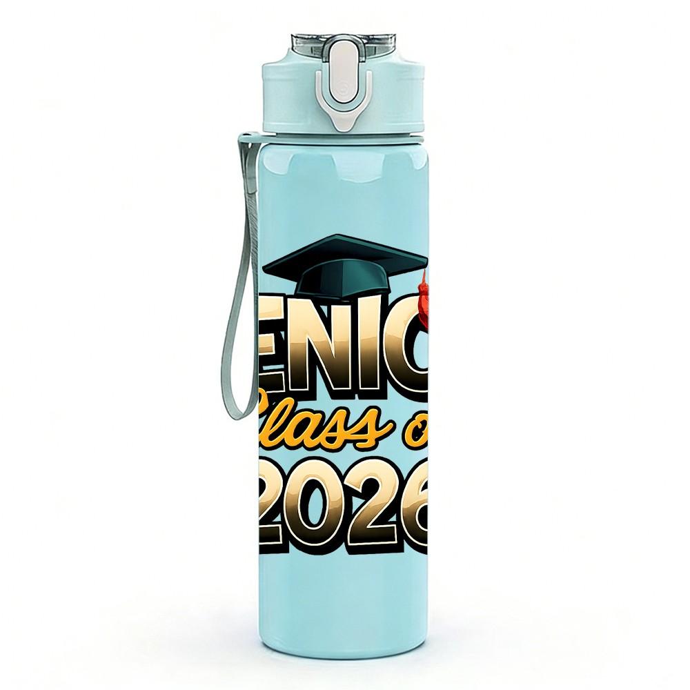 1PC Senior Class Of 2026 Grad 750ml Color Plastic Sports Water Bottle Leakproof Flip Straw Lid Suitable for Sports Office Home Use