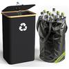 Foldable and Detachable Storage Basket with Eco-friendly Bamboo Lid