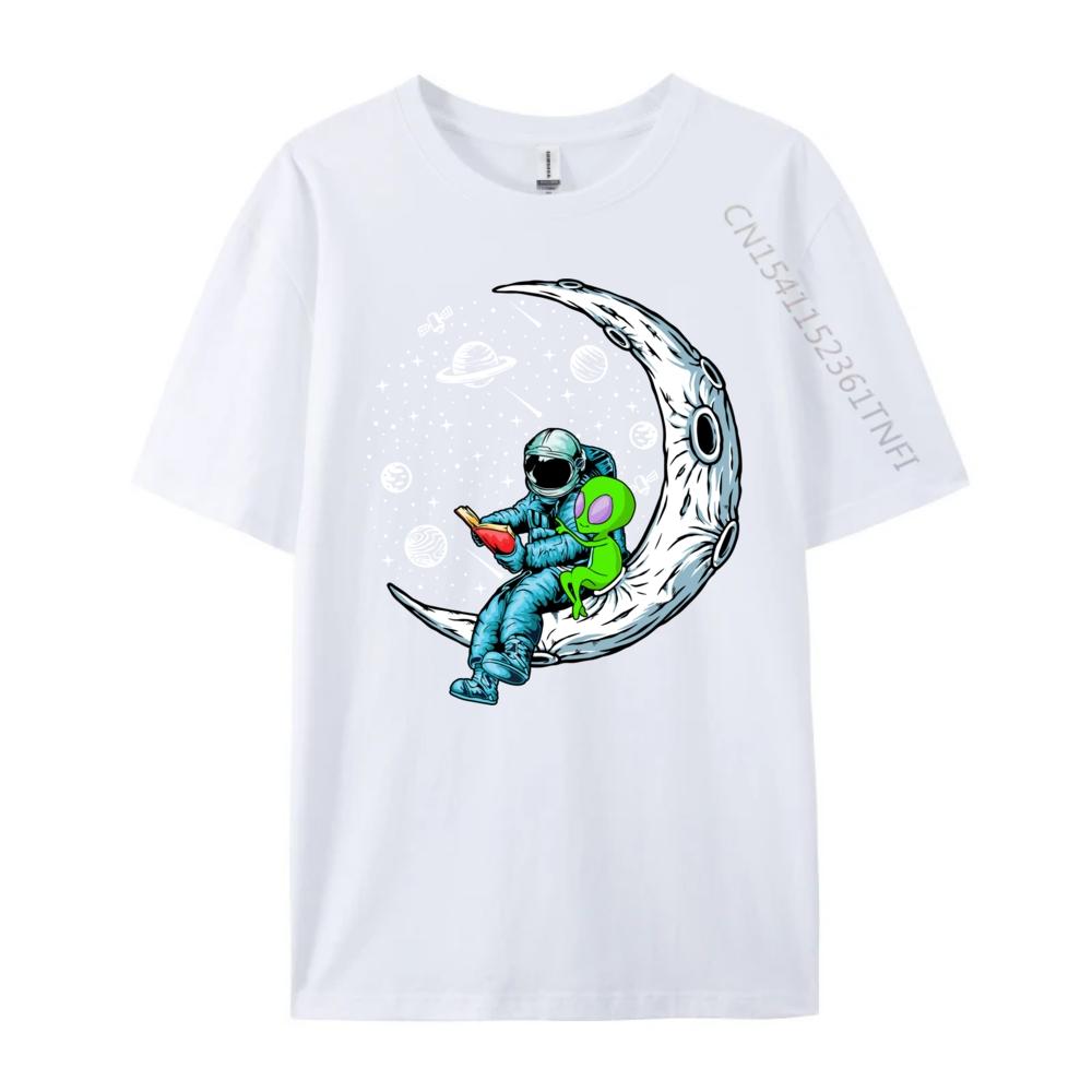 Funny Alien Astronaut Reads Book Outer Space Book Readers Cute Oversized T Shirt Unisex Short Sleeve Tee Cinco de Mayo