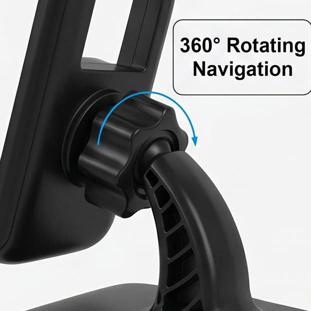 Dashboard Car Phone Holder with HUD Clip-On Design Rotating 360° Navigation Mount Universal Interior Clamp for Vehicles