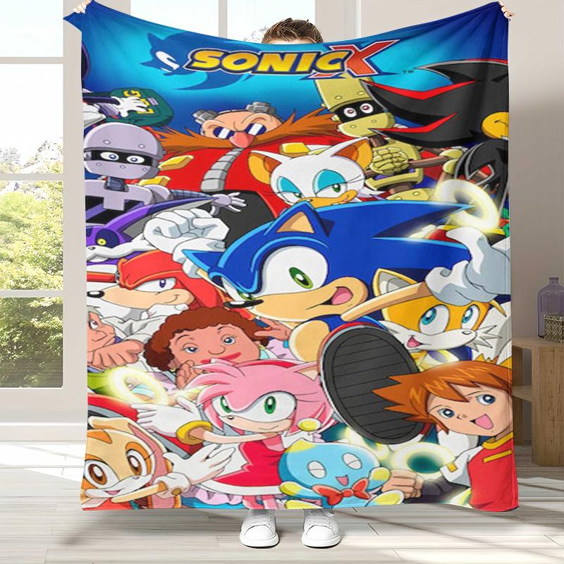 

Ретро Мультяшное Игровое Фланелевое Одеяло S-Sonic, Ультра Мягкое Теплое Плюшевое Покрывало для Дома, Спальни, Кровати, Дивана, Походного Пикника, Подарок 75x90cm