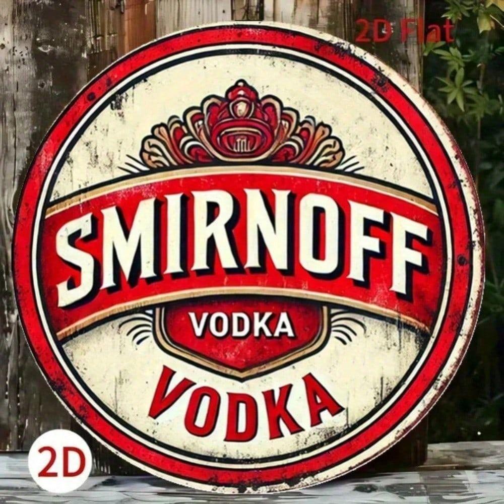 Металлическая табличка Настенное искусство Винтажный плакат Smirnoff Vodka Круглая жестяная табличка 8 дюймов для бара Ретро Декор