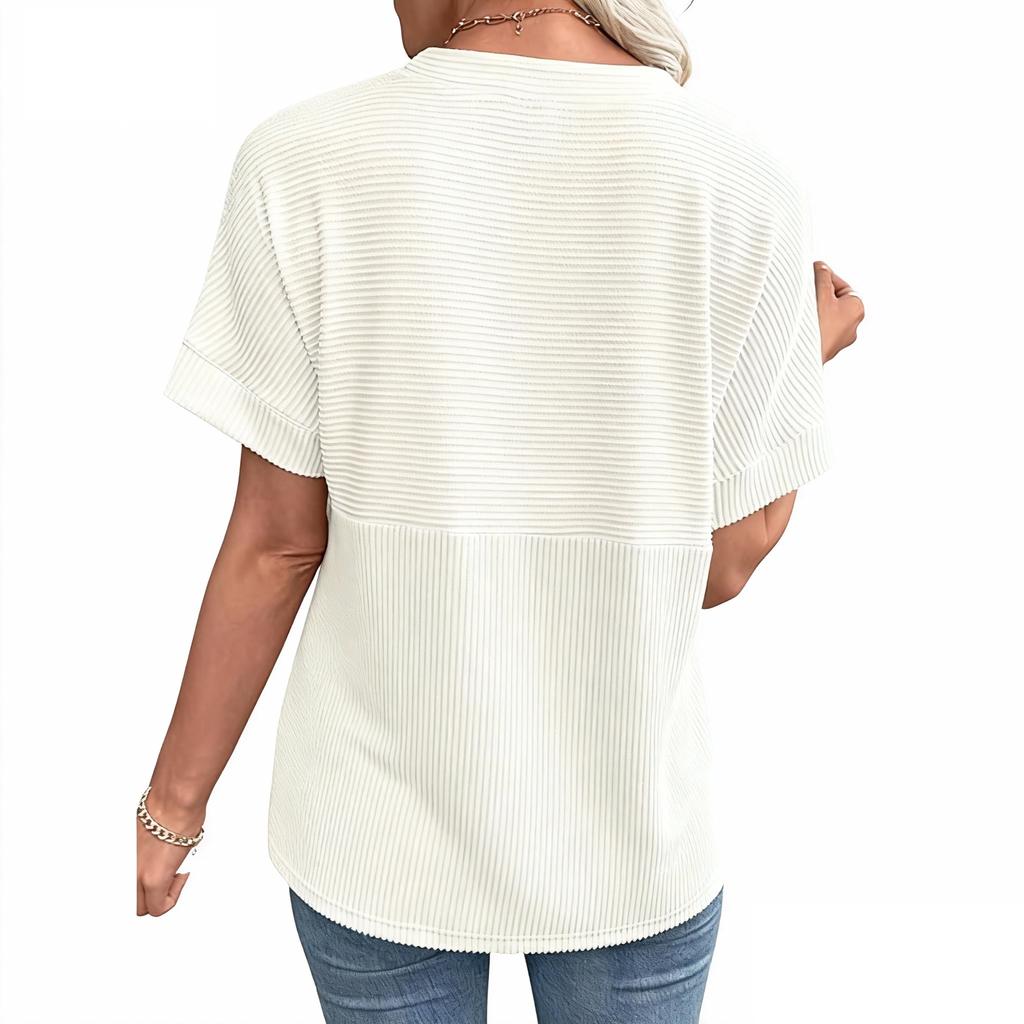 Women's Fashionable Casual Summer Color Short,sleeved Top