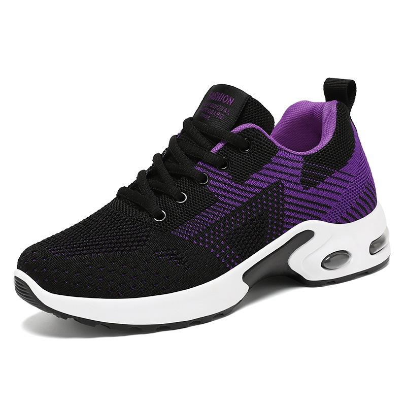 Women's fashion sneakers, striped pattern breathable mesh upper, low-top lace-up casual sneakers, suitable for all seasons