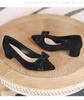 Women's French-Style Suede High Heels: Spring/Autumn 2024, Black, All-Match, Thick Heel, Shallow Mouth