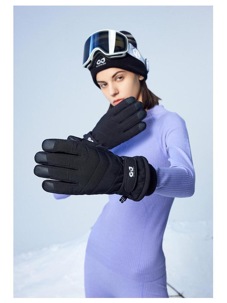 SK42 Unisex Fleece-Lined Ski Gloves: Anti-Slip, Thickened, Warm for Outdoor Sports and Motorcycle Riding