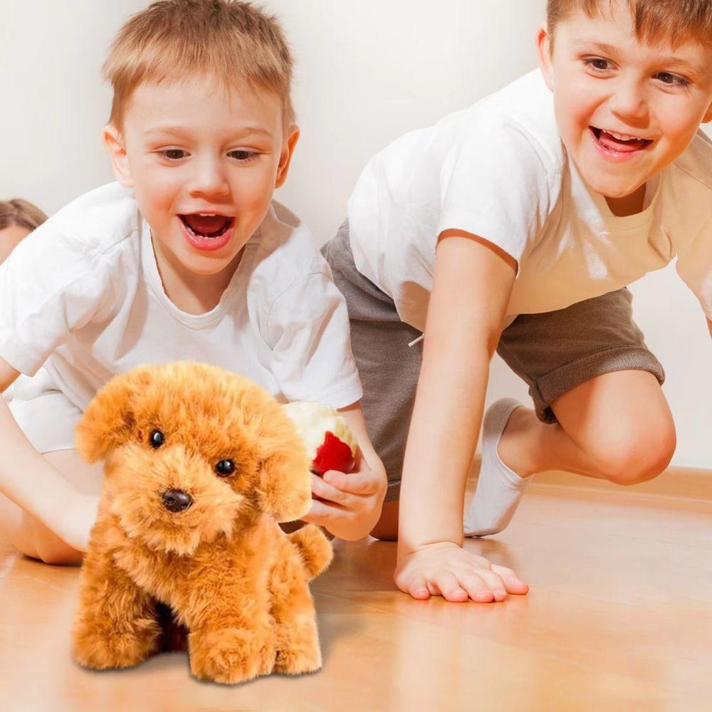 Stuffed Animals Realistic Robotic Puppy Tail Wagging Walking Dog Toy Plush Robot Dog  Baby Toy