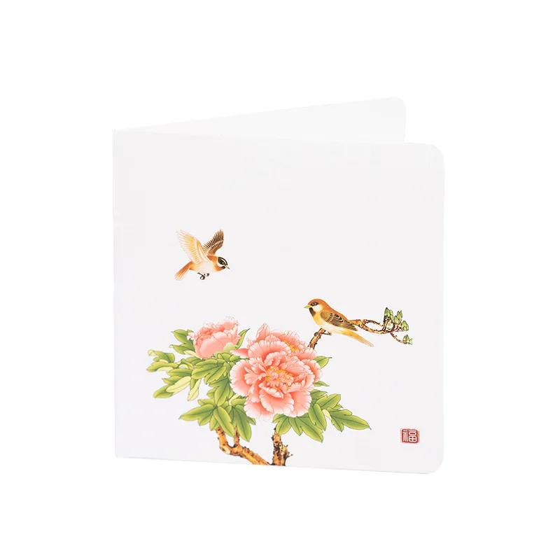 10pcs Chinese Style Flower and Bird Greeting Card Christmas Baking Fresh Flower Shop Birthday Gift Thank You and Wishing Card