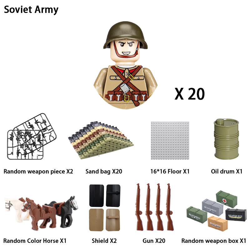 Non-Toxic 24Pcs Military Figure Ww2 Military Product Soldier Figure Building Blocks Children'S Holiday Gift Toys Gifts Funny