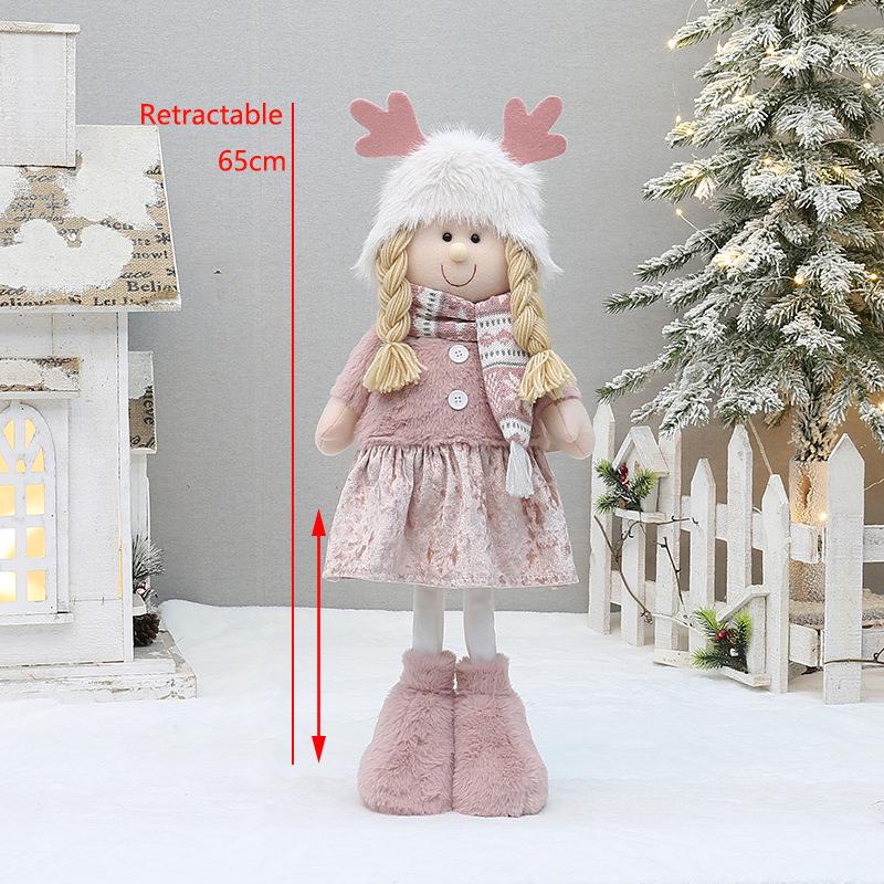 

Розовые длинноворсовые куклы мальчика и девочки для рождественского декора