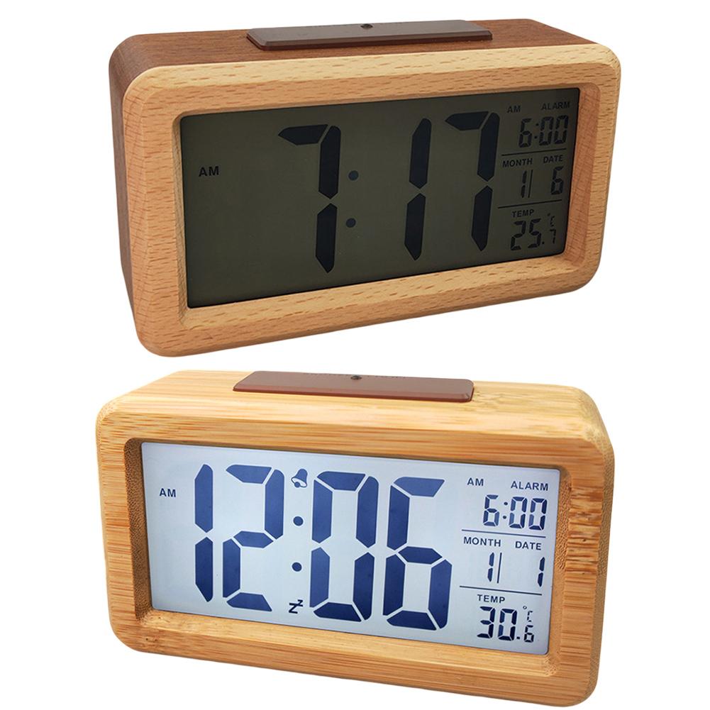 Light-Sensitive Clock Wooden Alarm Clock User-friendly