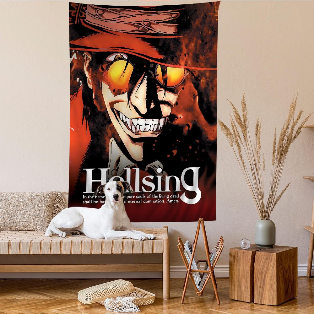 Hellsing Game Anime Tapestry Hippie Flower Wall Carpets Dorm Decor Wall Hanging Home Decor
