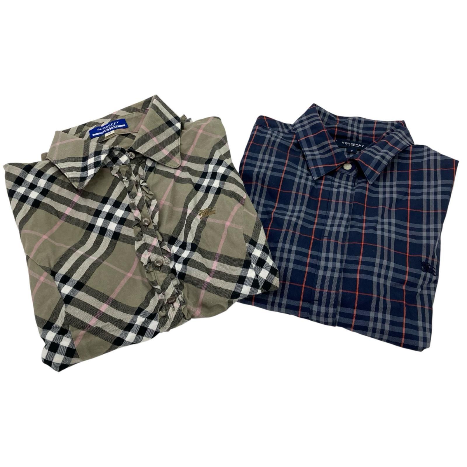Used 186005 Current Item BURBERRY Burberry Blue Label Ruffle Blouse & London Check Shirt Women s 2 Piece Sold in Bulk