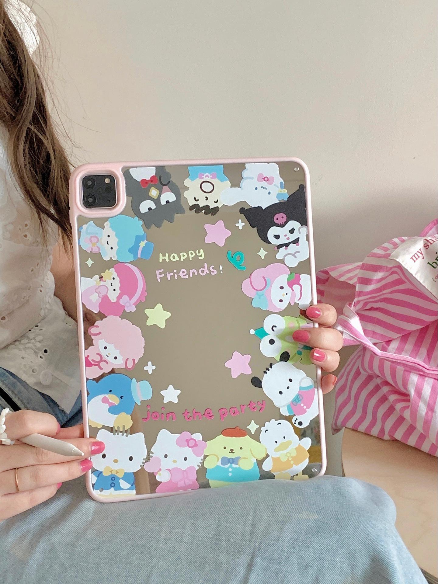 Sanrio Family Acrylic Mirror iPad Case for 10th Gen iPad 7/8/9 (10.2 inch)