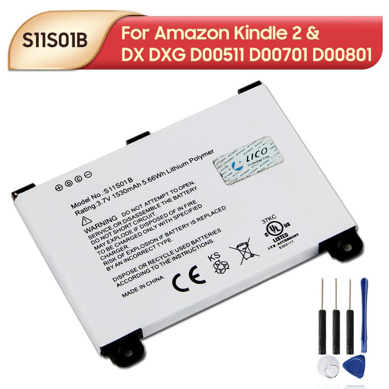 Rechargeable Lithium Battery For Amazon Kindle 2 & Kindle DX DXG D00511 D00701 D00801 170-1012-00 S11S01B E-Reader Battery 1530mAh