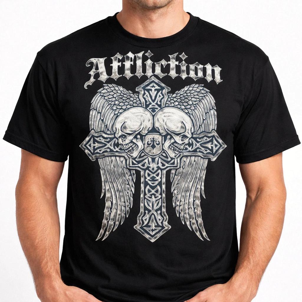 Vintage Y2K Retro Skull Graphic Tee Blue Winged Design Shirt Unisex S-3XL XXXL