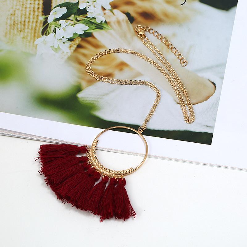 Stylish Pendant Tassel Necklace With Electroplate Finish For Summer Outfits