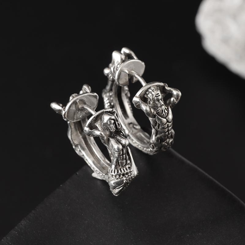 Gothic-Ohrringe mit Totenkopf, Geisterkopf, hypoallergene Ohrringe, cooler Punkrock-Trendschmuck für Herren