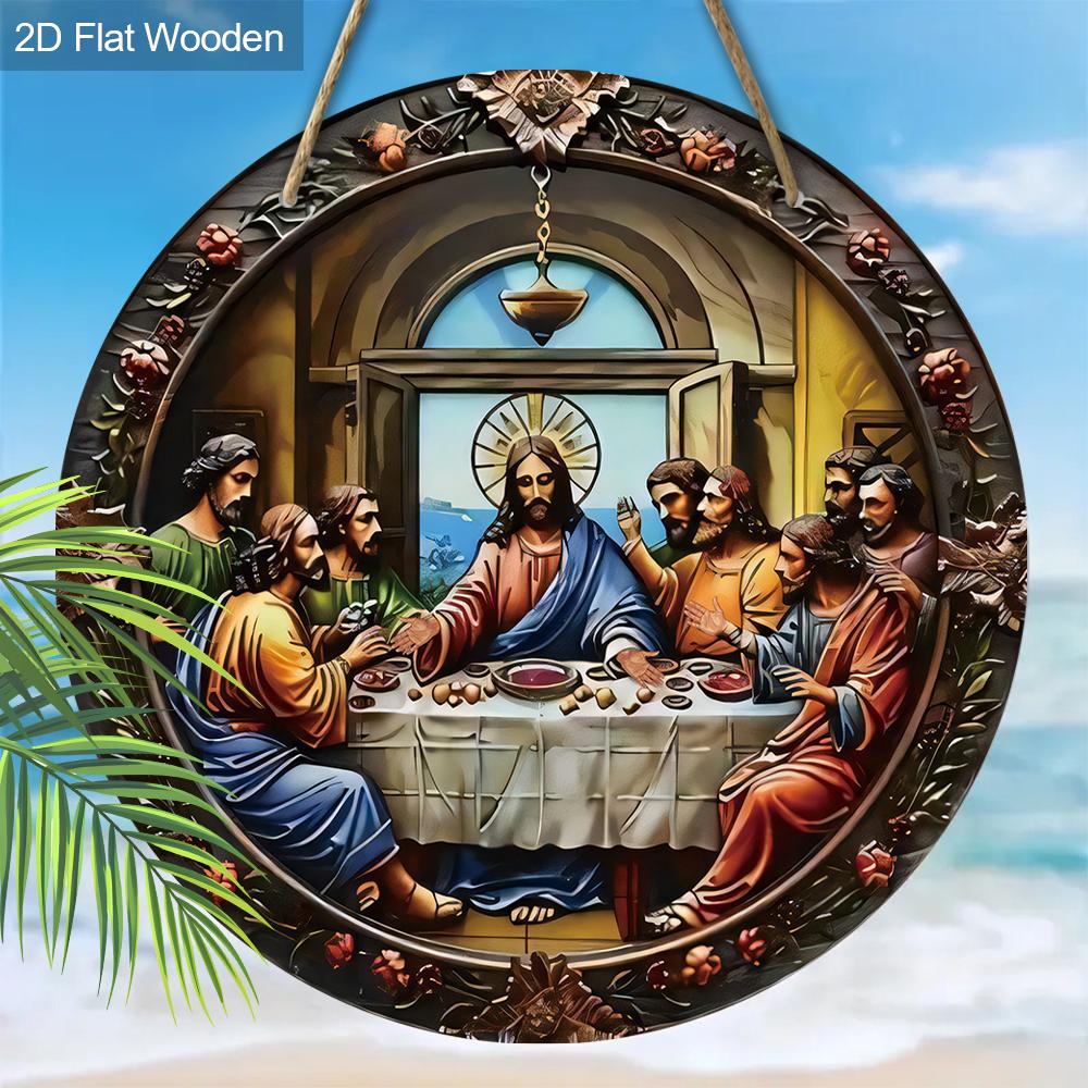 The Last Supper Scene Pendant, Decoration of Home Walls or Doors, 2d Flat Wooden, Christmas Decoration, Gifts for Friends and Family