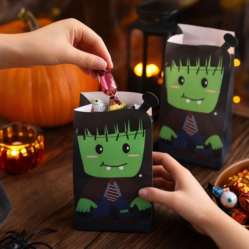 Halloween Party Bags with Flat Bottom for Candy Snacks and Treats