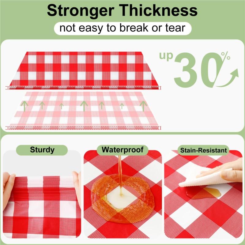 Homaxy Disposable Table Cloth 54x108 In Waterproof Plastic Tablecloth Rectangle Checkered Table Covers for Picnic Birthday Party