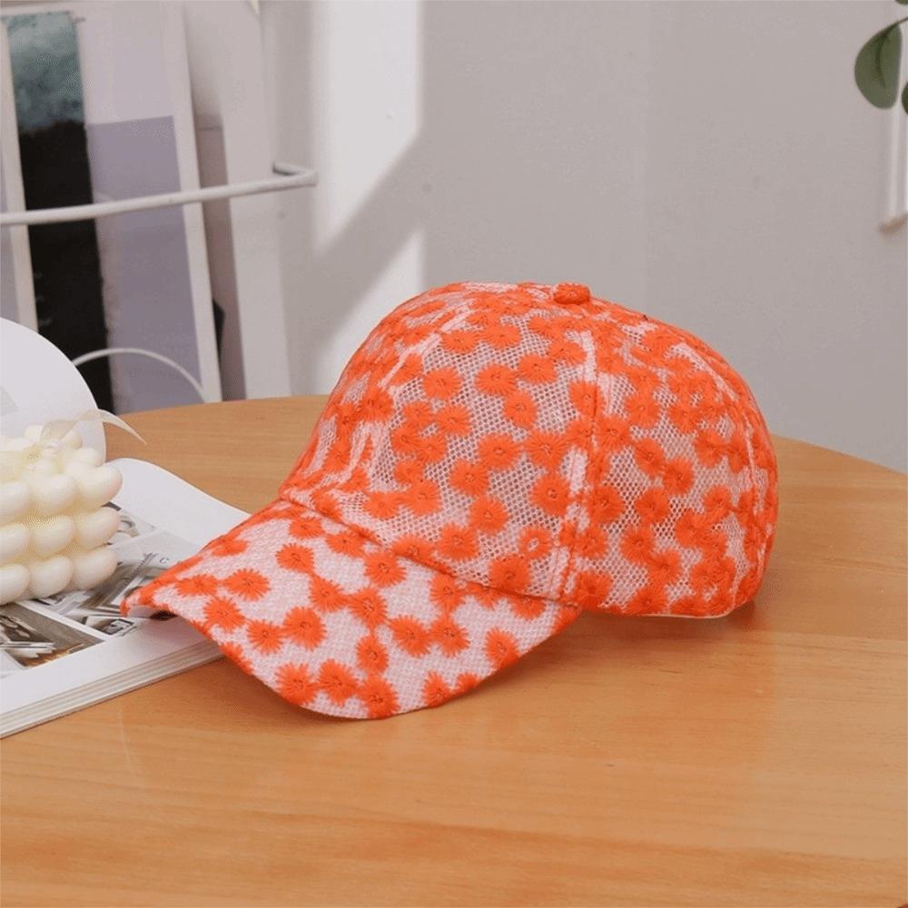 Embroidered Flower Baseball Cap Breathable Mesh Peaked Hat Fashion Visors Cap Girls