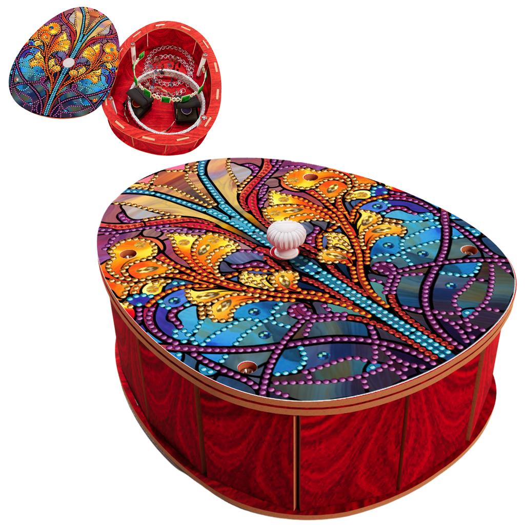 5D DIY Diamond Art Rhinestones Decorative Holder Box with Lid Diamond Painting Jewelry Box Egg-Shaped Birthday Gifts for Friends